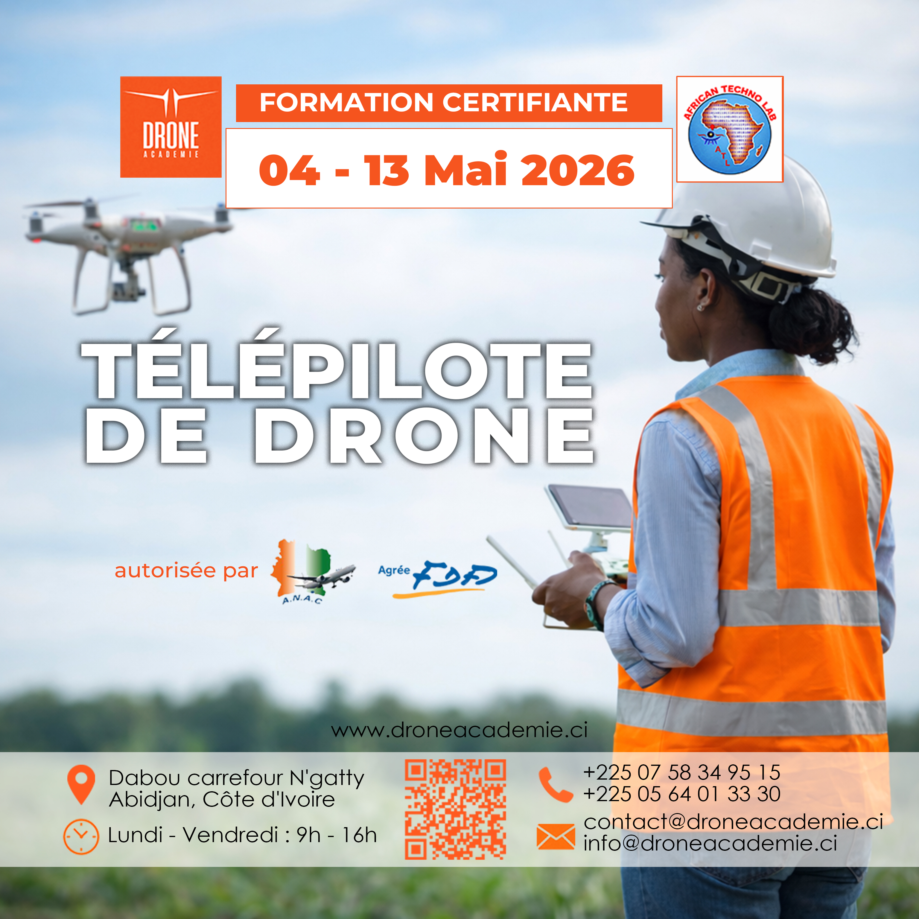 Formation certifiante télépilote de drone Mai 2026